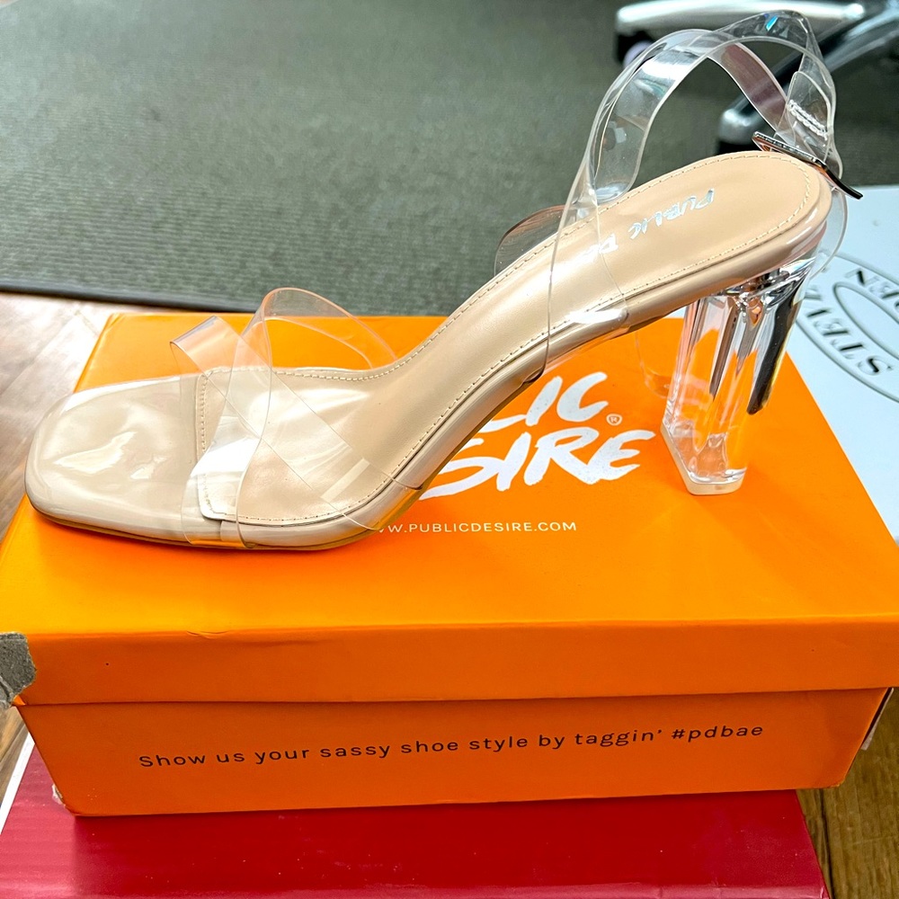 BRAND NEW Nude/Clear Public Desire Heels